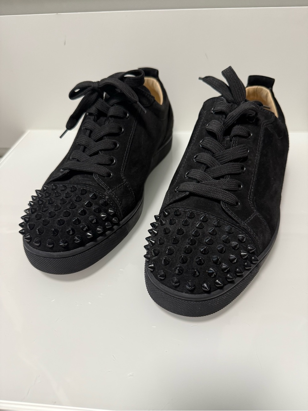Christian Louboutin Black Suede Spiked Toe Sneakers